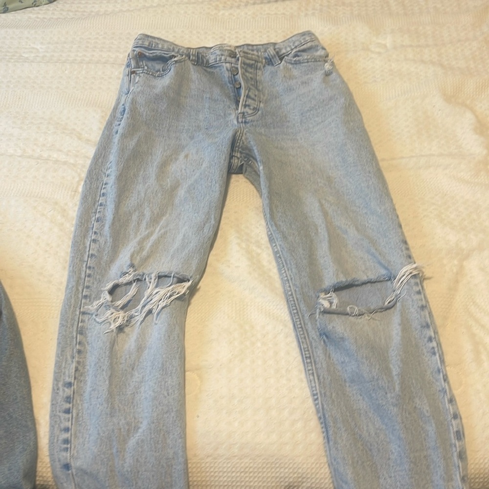 Abercrombie & Fitch distressed open knee jeans button up